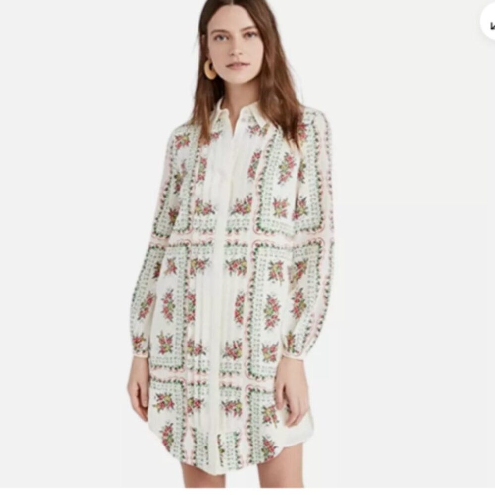 Tory Burch Cora Floral Silk Shirtdress Garden Veil Print Women's 2
